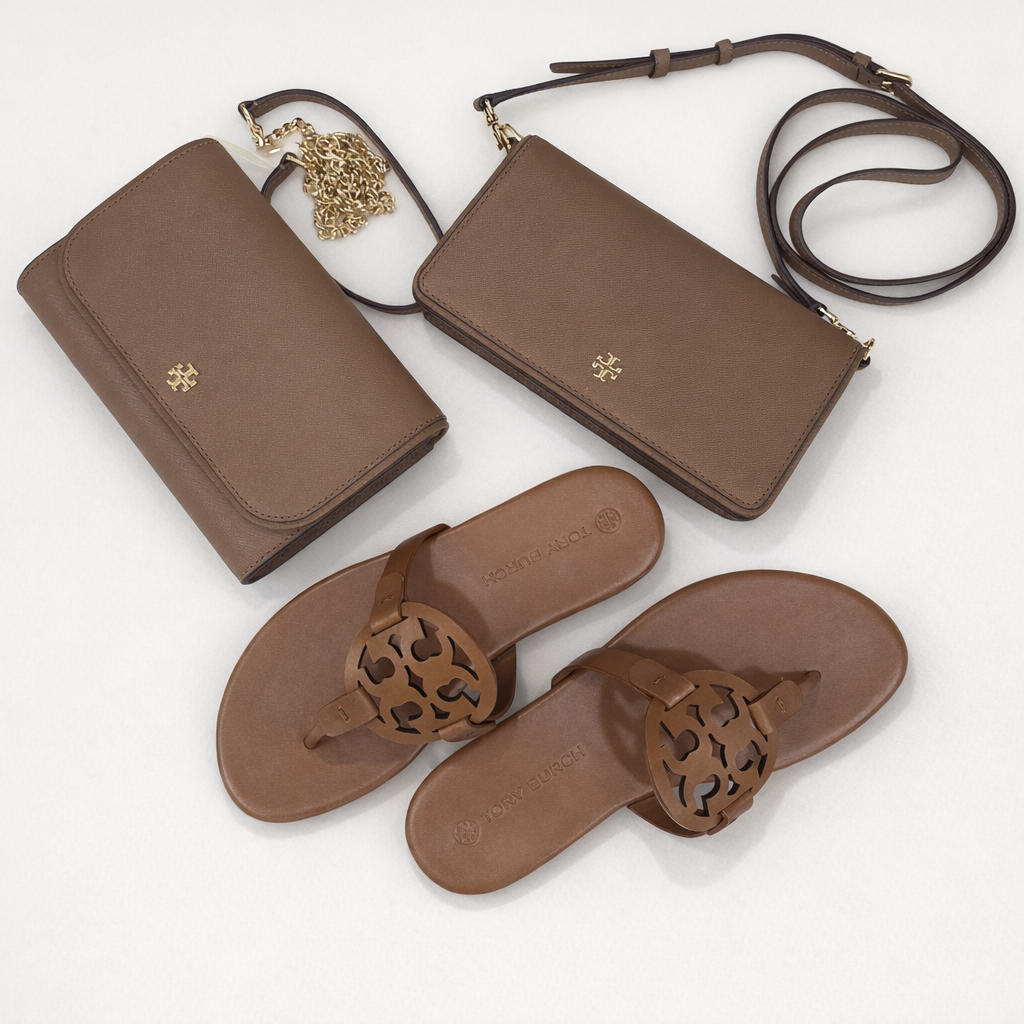 Tory Burch handbags and slippers set photo at The Source Arena JA.